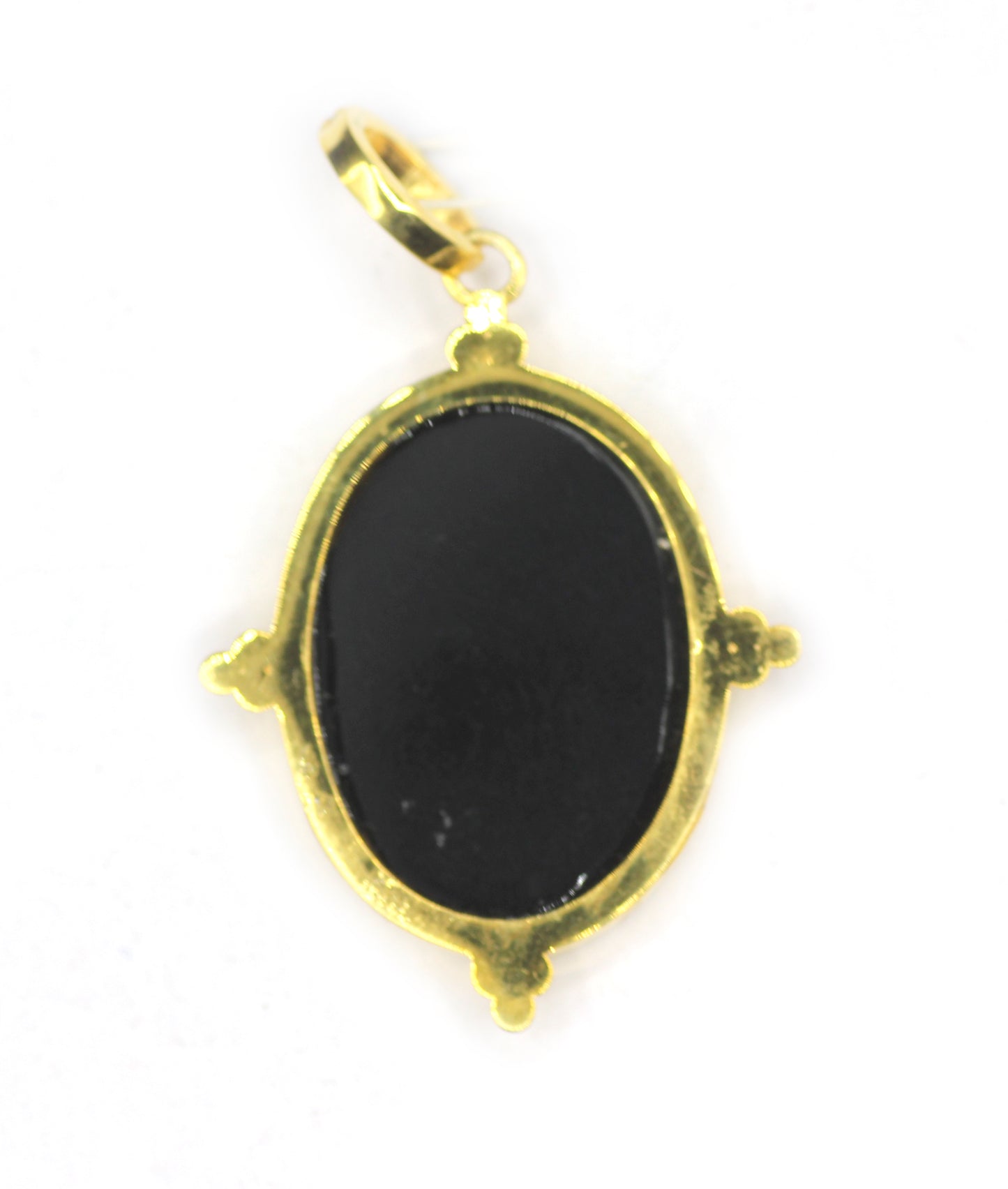 Black Onyx Oval Silver Pave Diamond Pendant