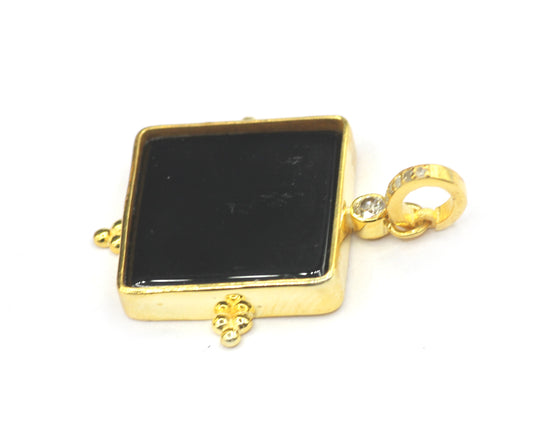 Square Silver Pave Diamond Pendant