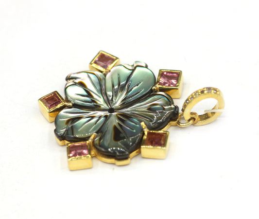 Flower Silver Pave Diamond Pendant