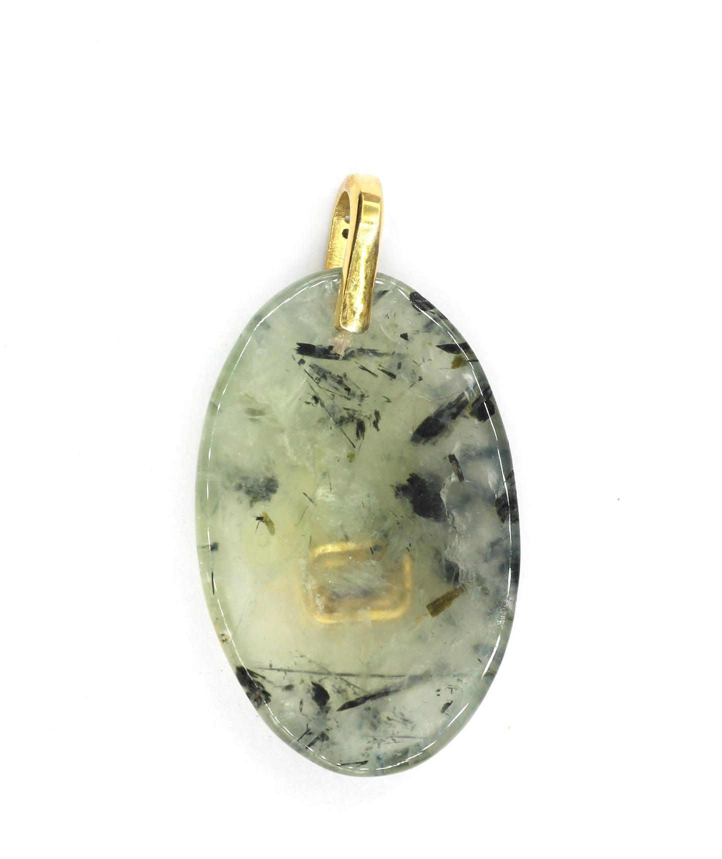 Prehnite Silver Pave Diamond Pendant