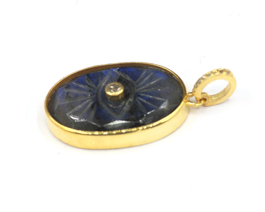 Labradorite Oval Pave Diamond Pendant