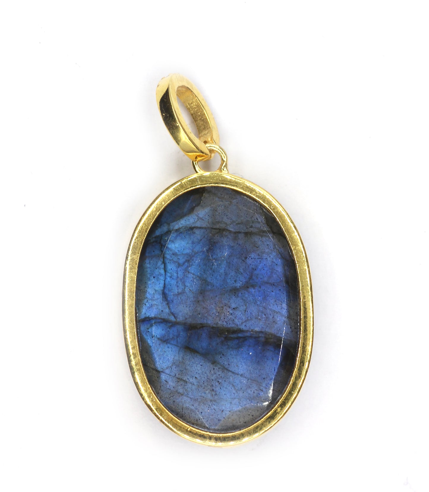 Labradorite Oval Pave Diamond Pendant