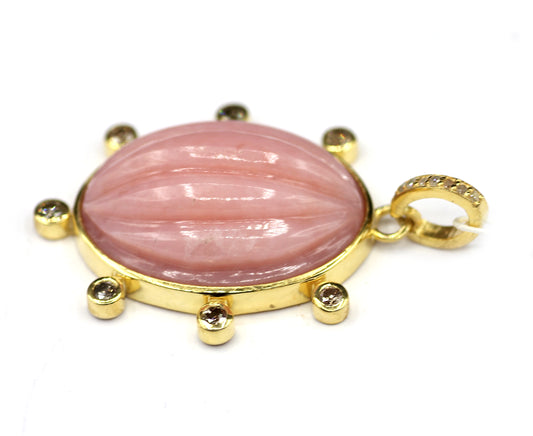 Oval Silver Diamond Pendant