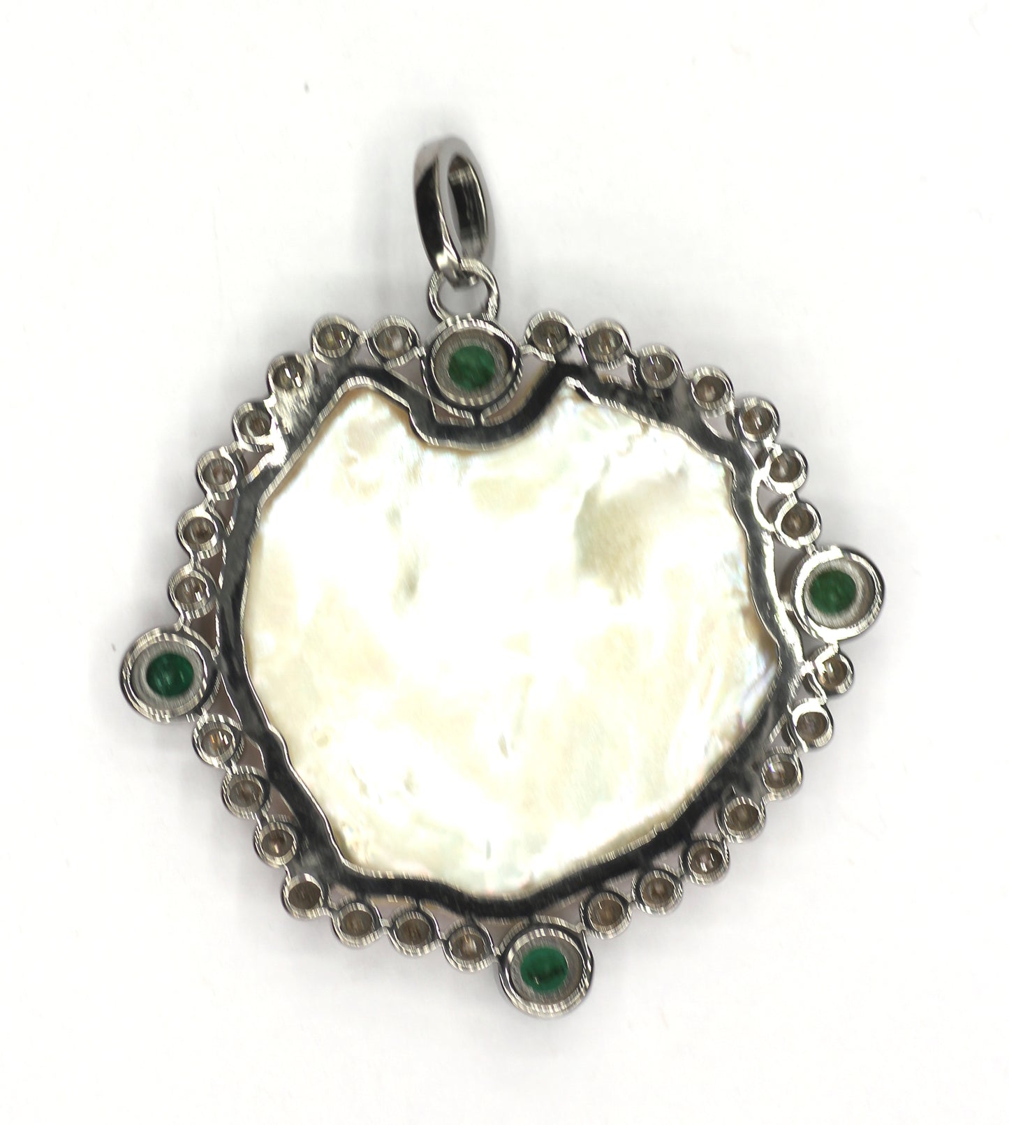 Round Silver Pave Diamond Pendant