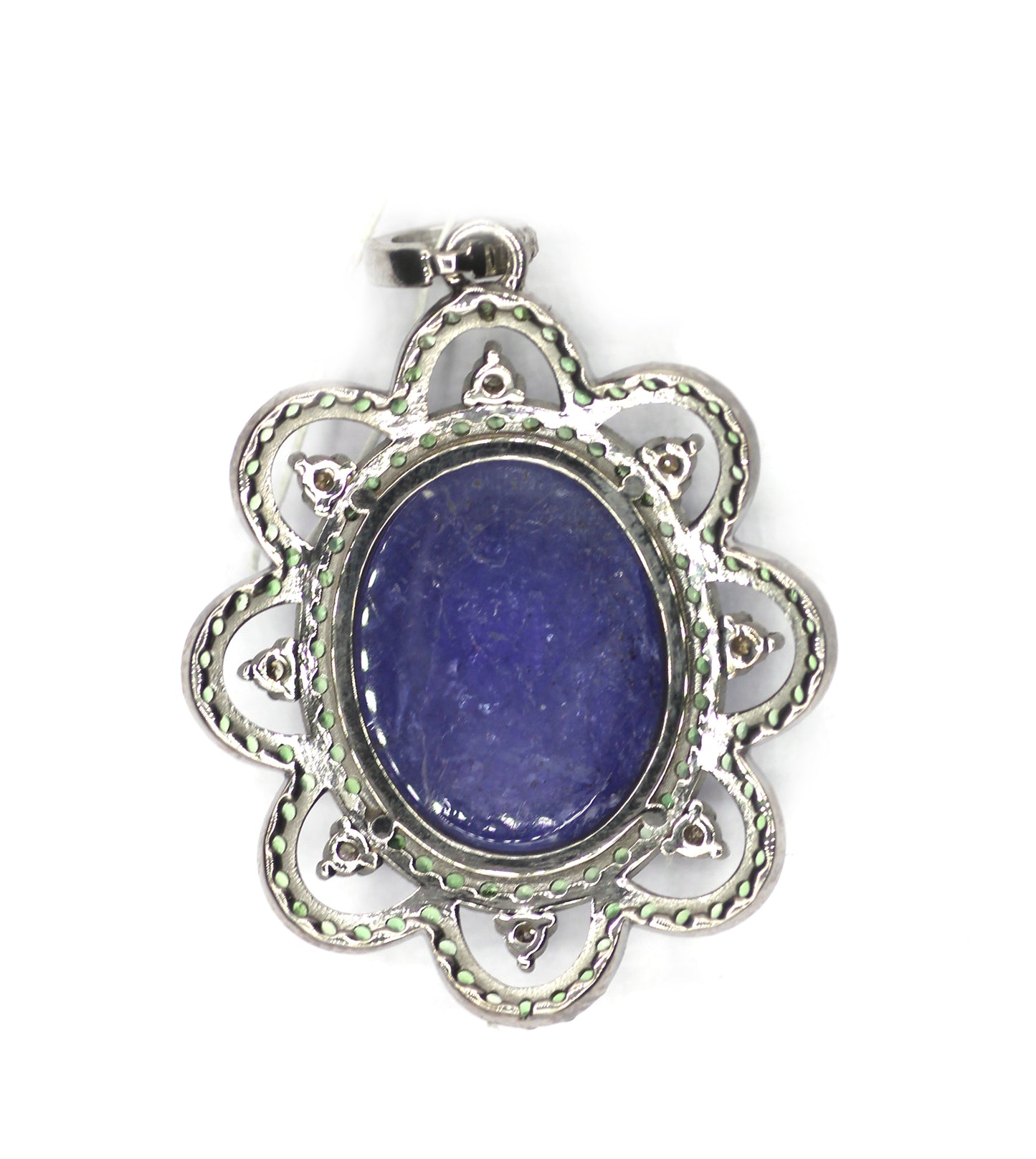 Tanzanite Silver Diamond Pendant With Tsavorite Stone