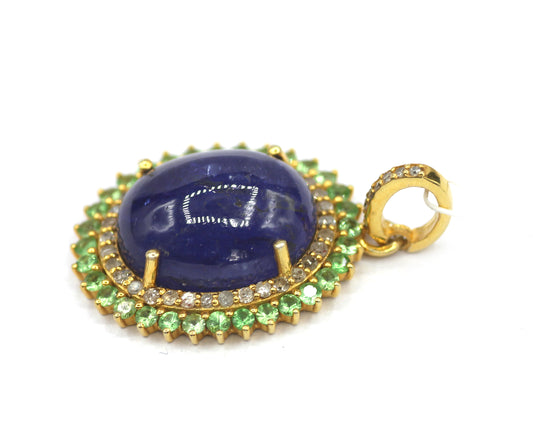 Tanzanite Silver Diamond Pendant