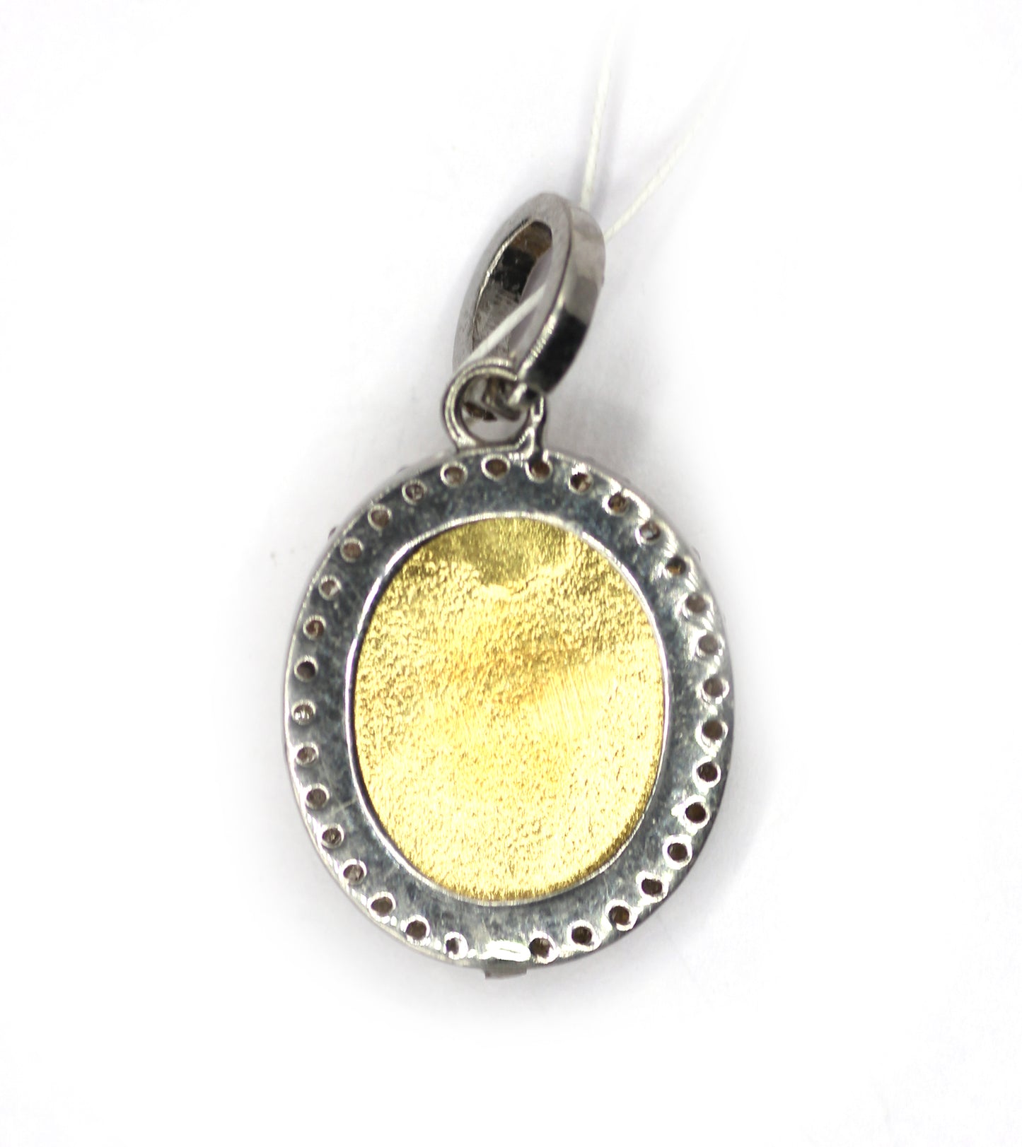 Oval Silver Diamond Pendant