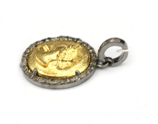 Oval Silver Diamond Pendant