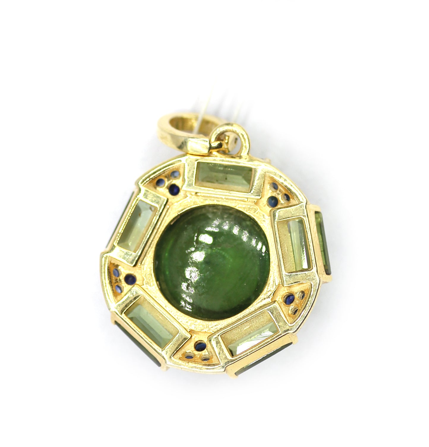 Green Tourmaline Silver Diamond Pendant