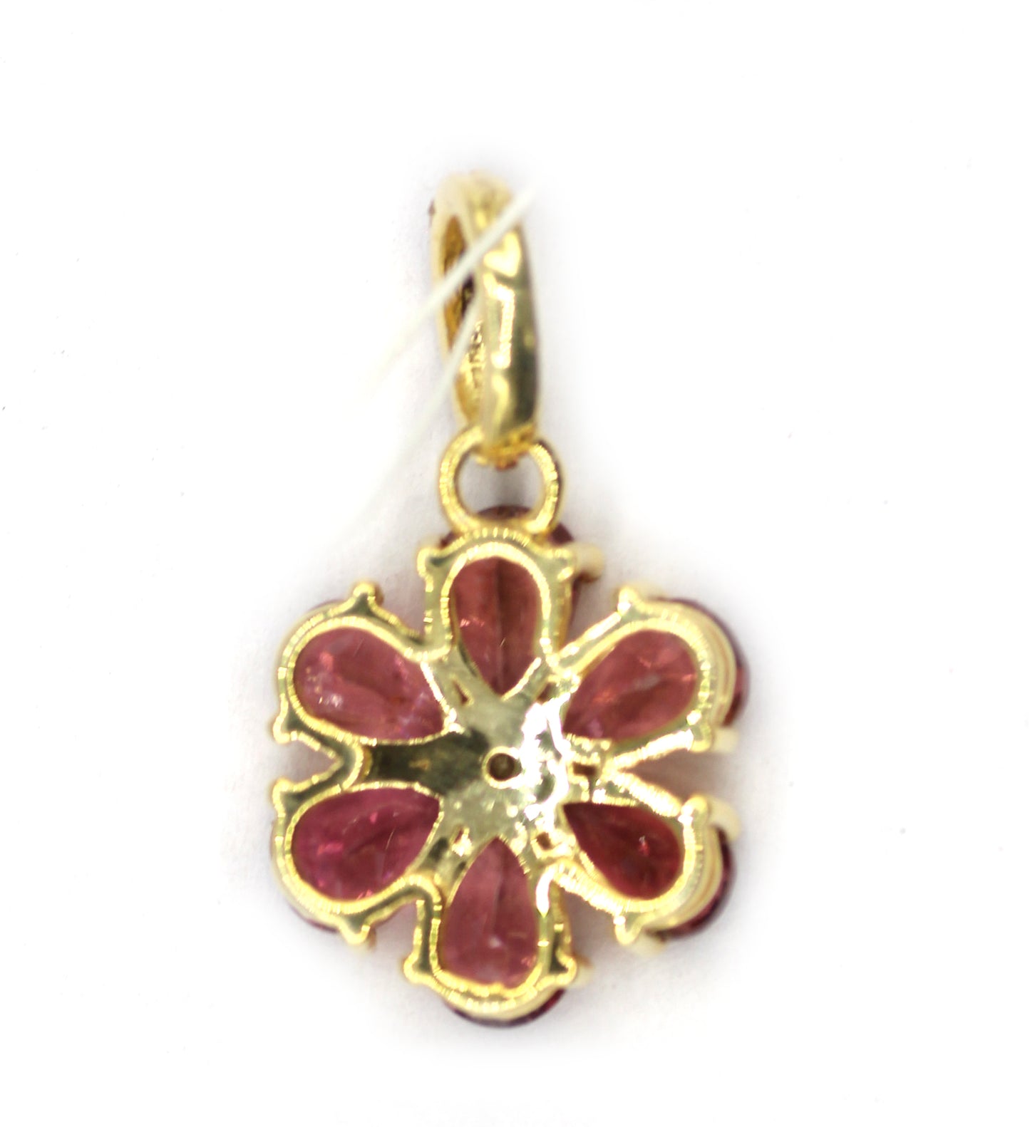Flower Silver Pave Diamond Pendant With Tourmaline Stone