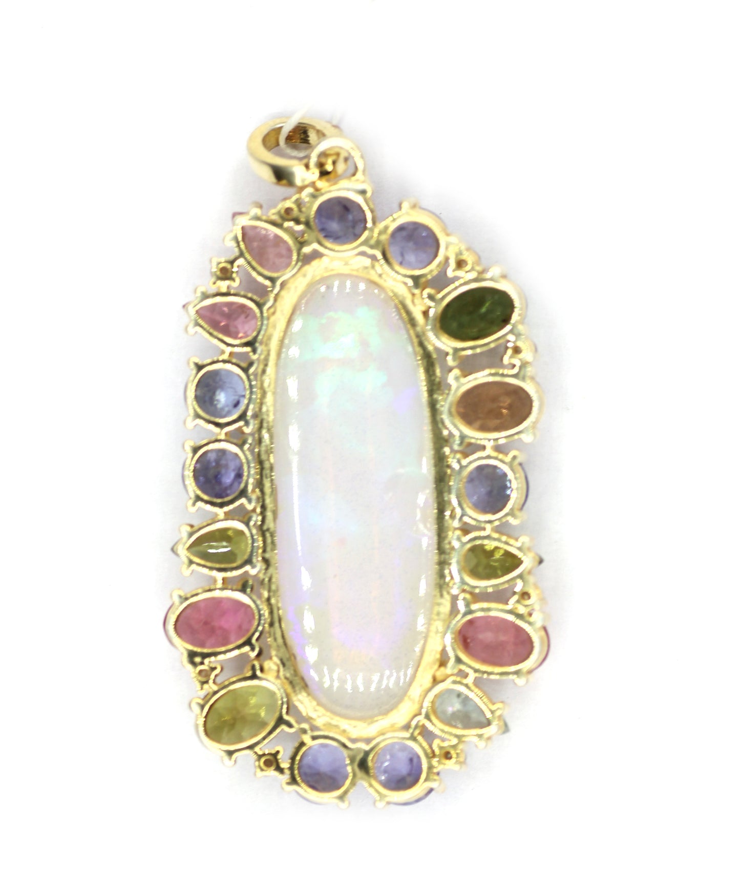 Ethiopian opal Silver Diamond Pendant