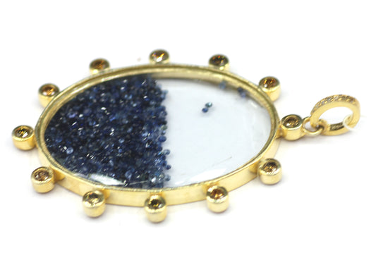 Shaker Silver Diamond Pendant With Blue Sapphire Stone