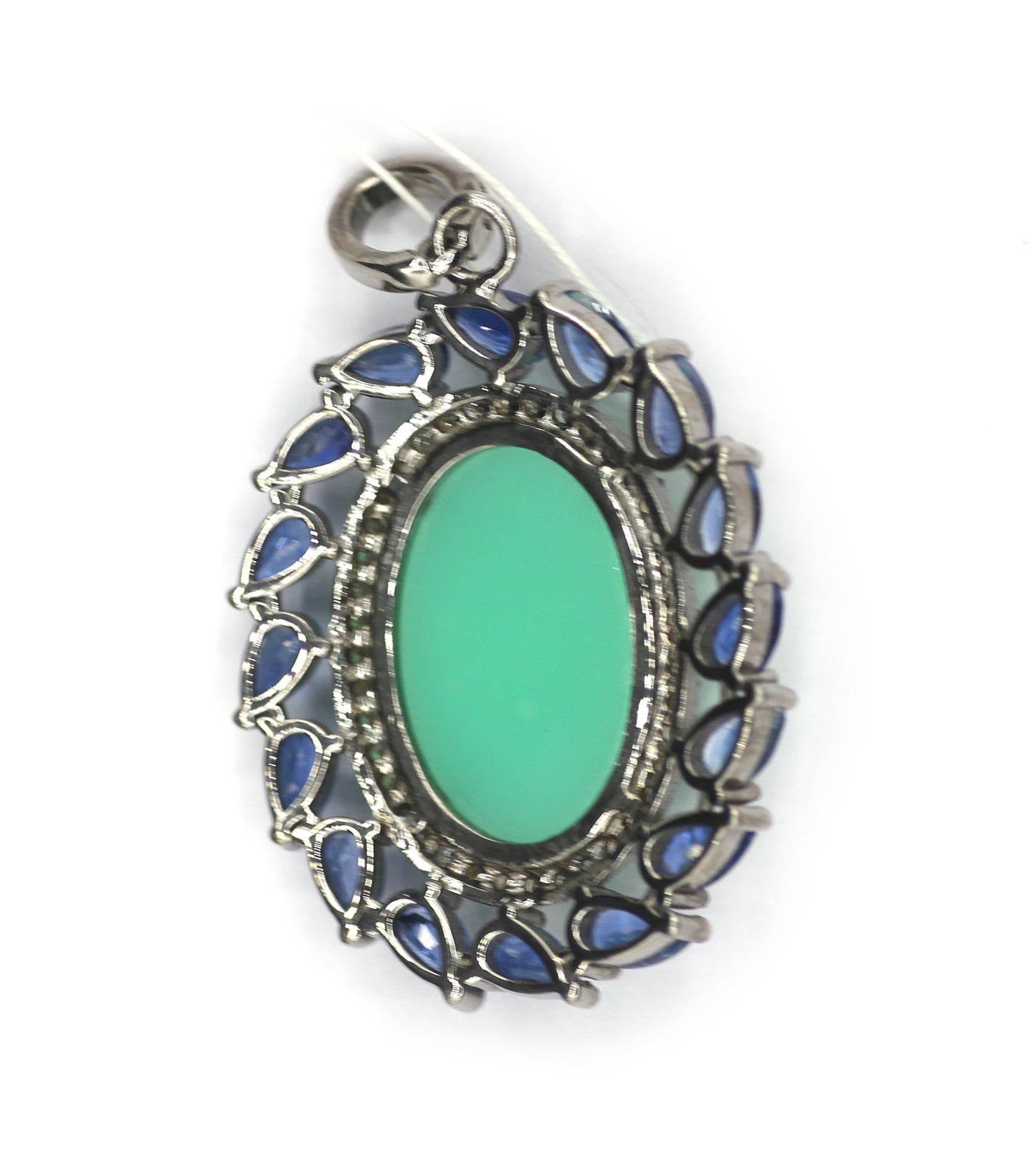 Oval Silver Diamond Pendant