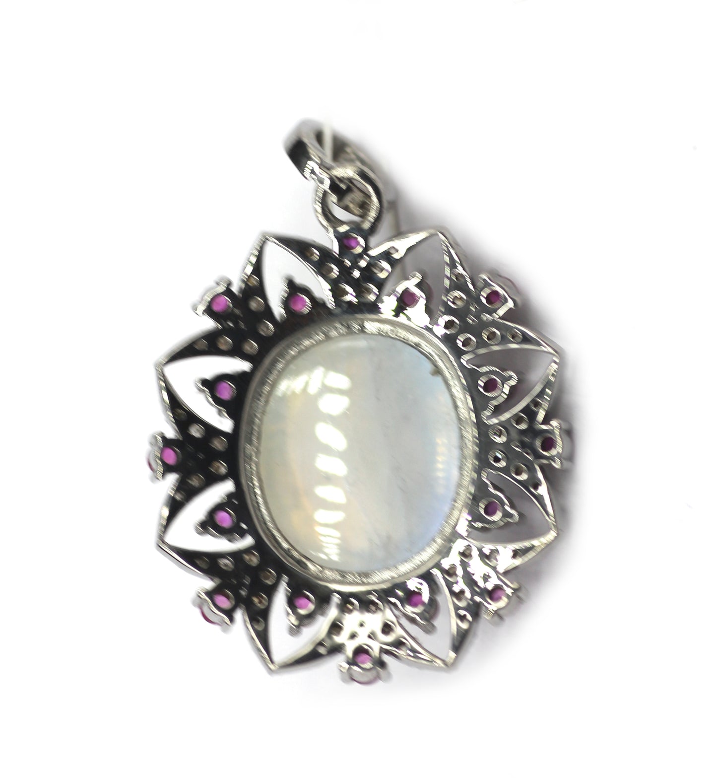 Oval Silver Diamond Pendant