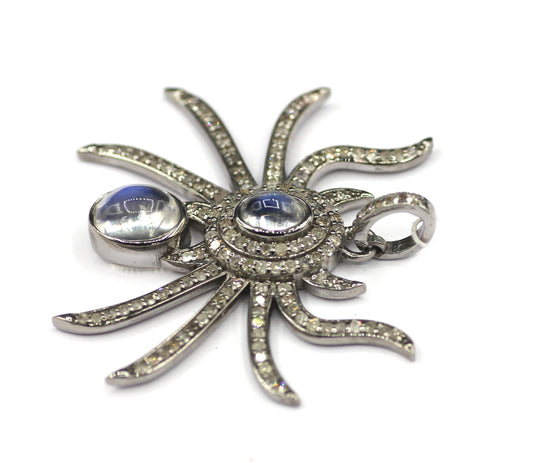 Spider Silver Pave Diamond Pendant