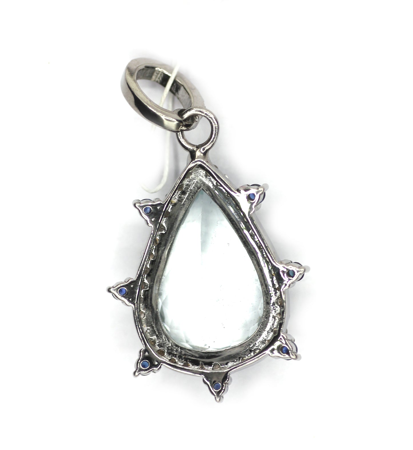 Aquamarine Silver Diamond Pendant