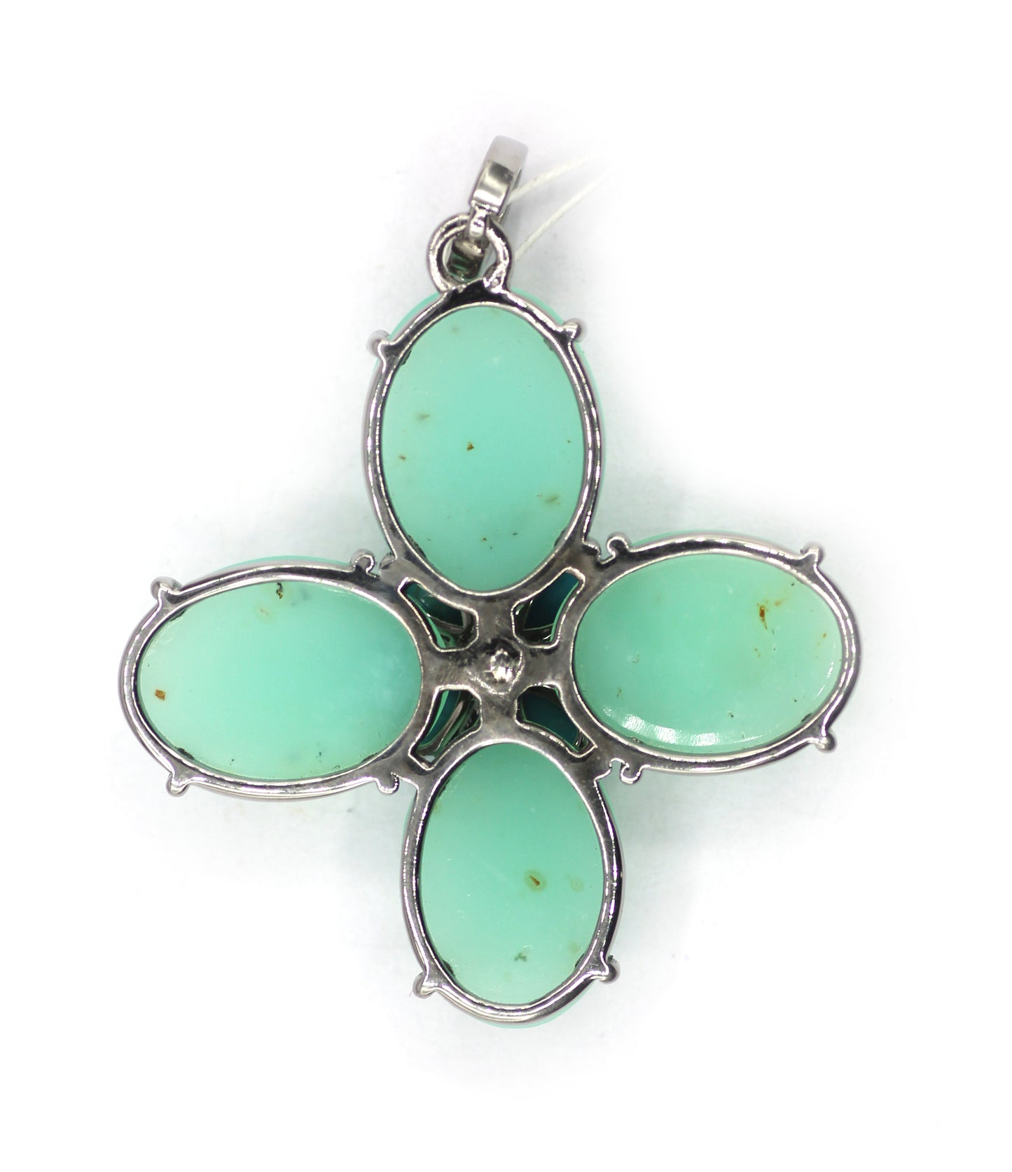 Chrysoprase Silver Diamond Pendant With Turquoise Stone