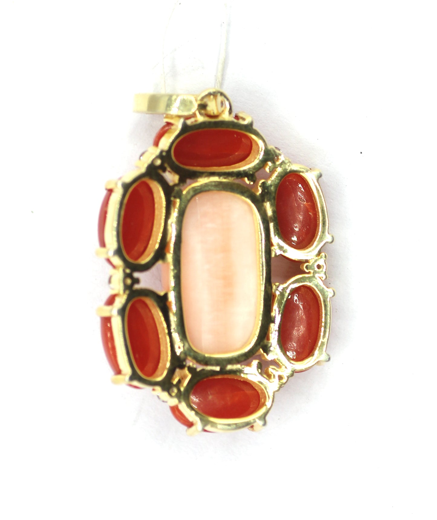 Coral Silver Pave Diamond Pendant