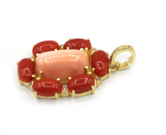 Coral Silver Pave Diamond Pendant