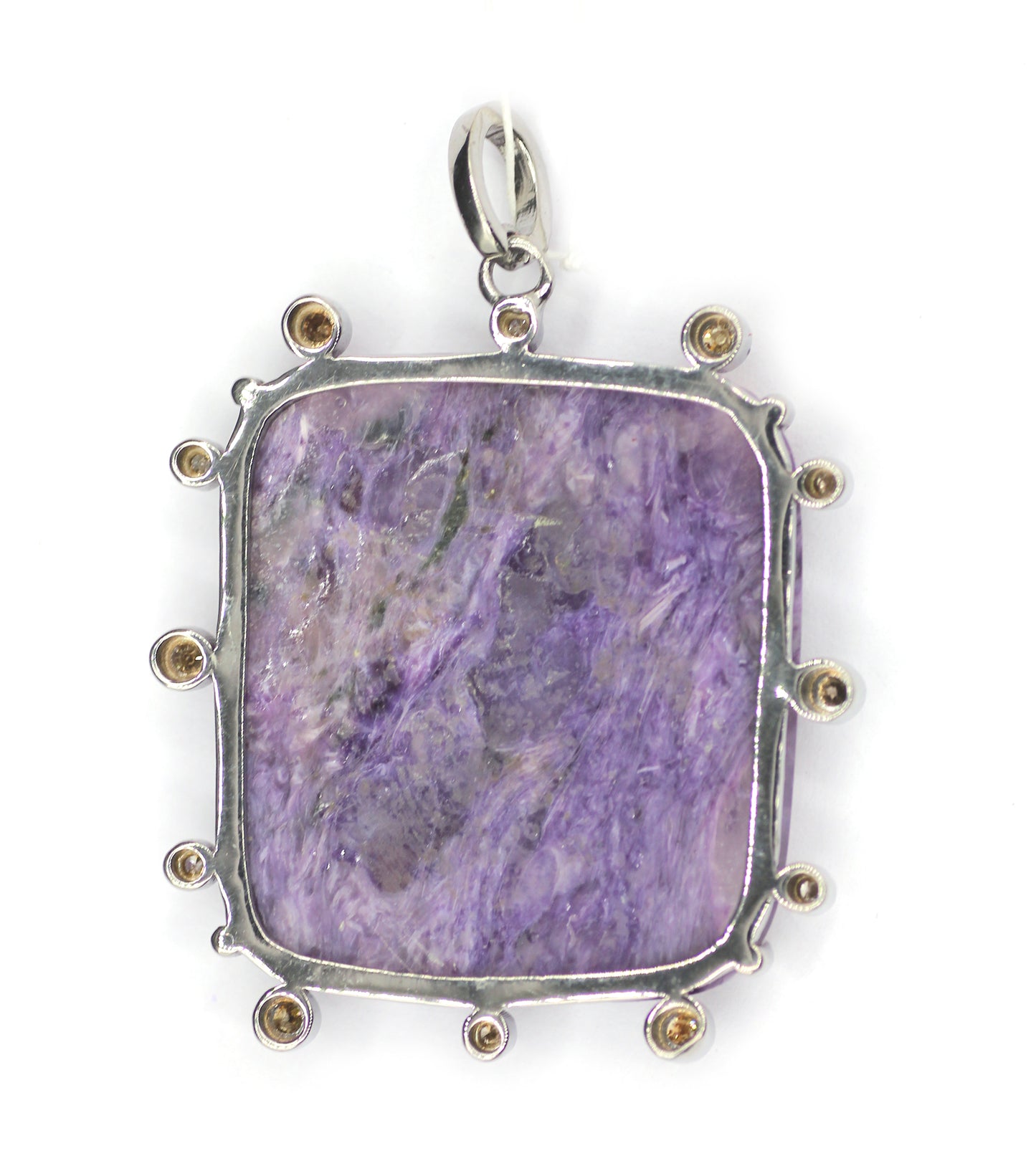 Charoite Silver Diamond Pendant