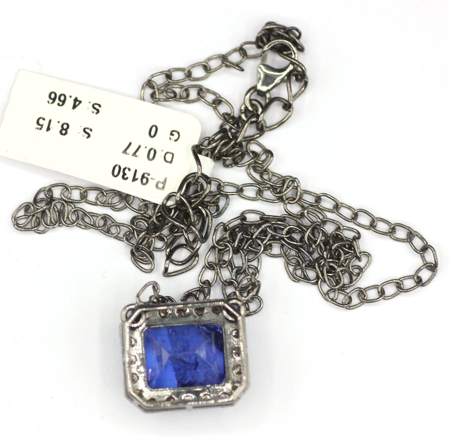 Tanzanite sterling silver Diamond Pendant Necklace