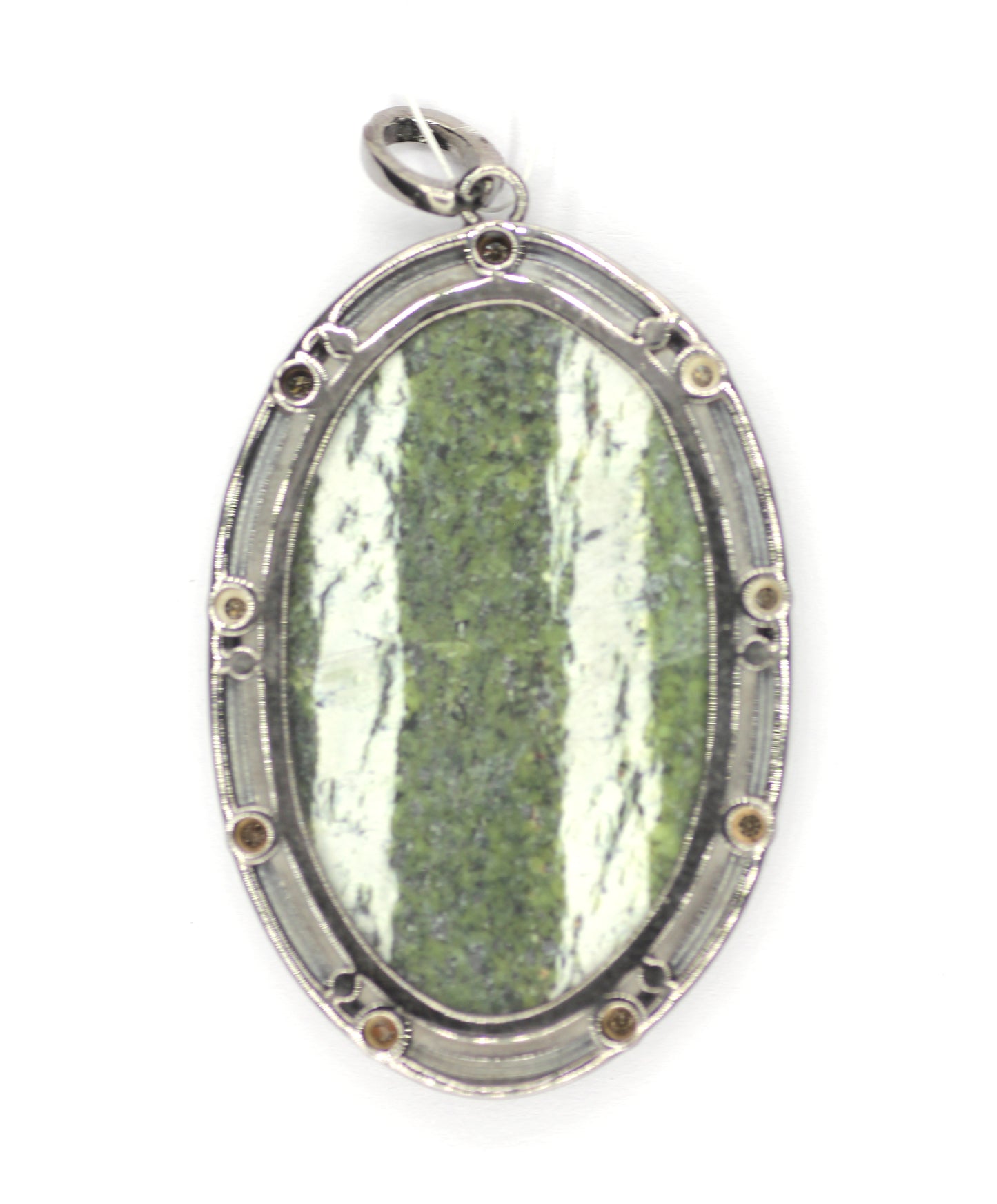 Green Swiss Opal sterling silver Diamond Pendant