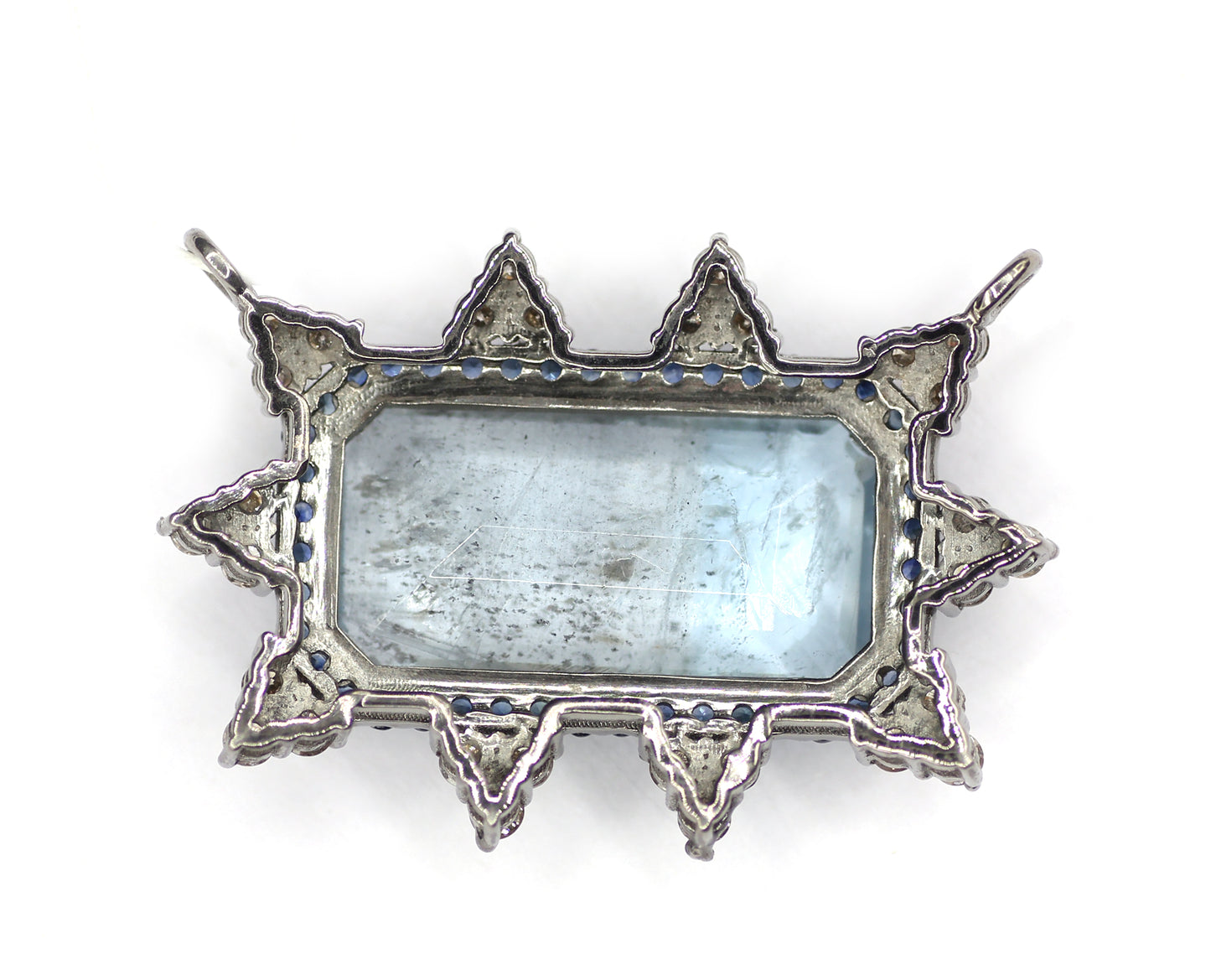Aquamarine sterling silver Diamond Pendant With Blue Sapphire Stone