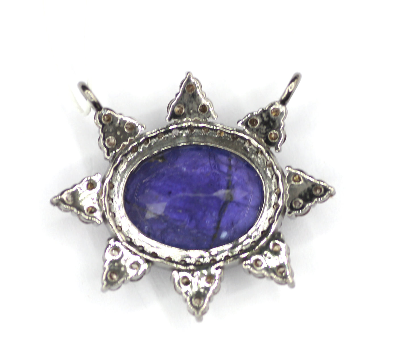 Emerald sterling silver Diamond Pendant With Blue Sapphire Stone