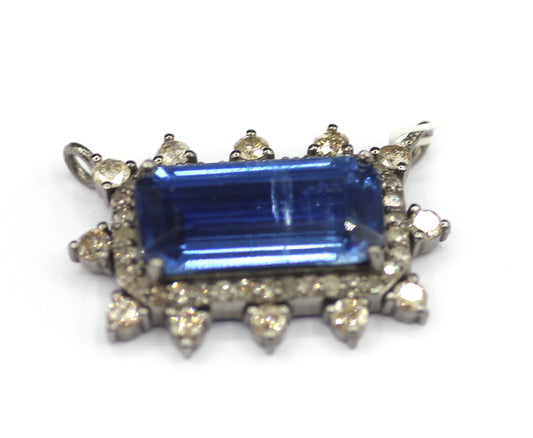 Kyanite sterling silver Diamond Pendant