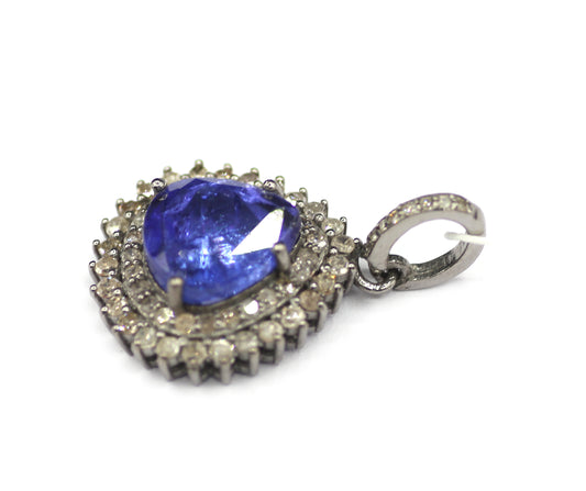 Tanzanite sterling silver Diamond Pendant