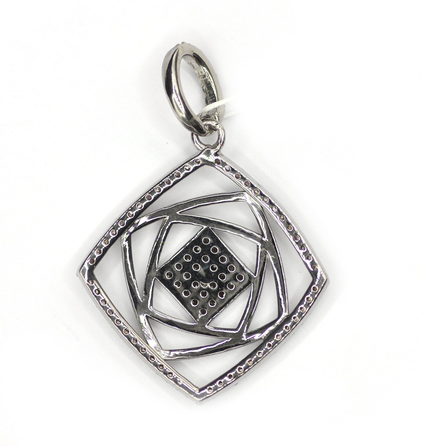 Square Shape sterling silver Diamond pendant