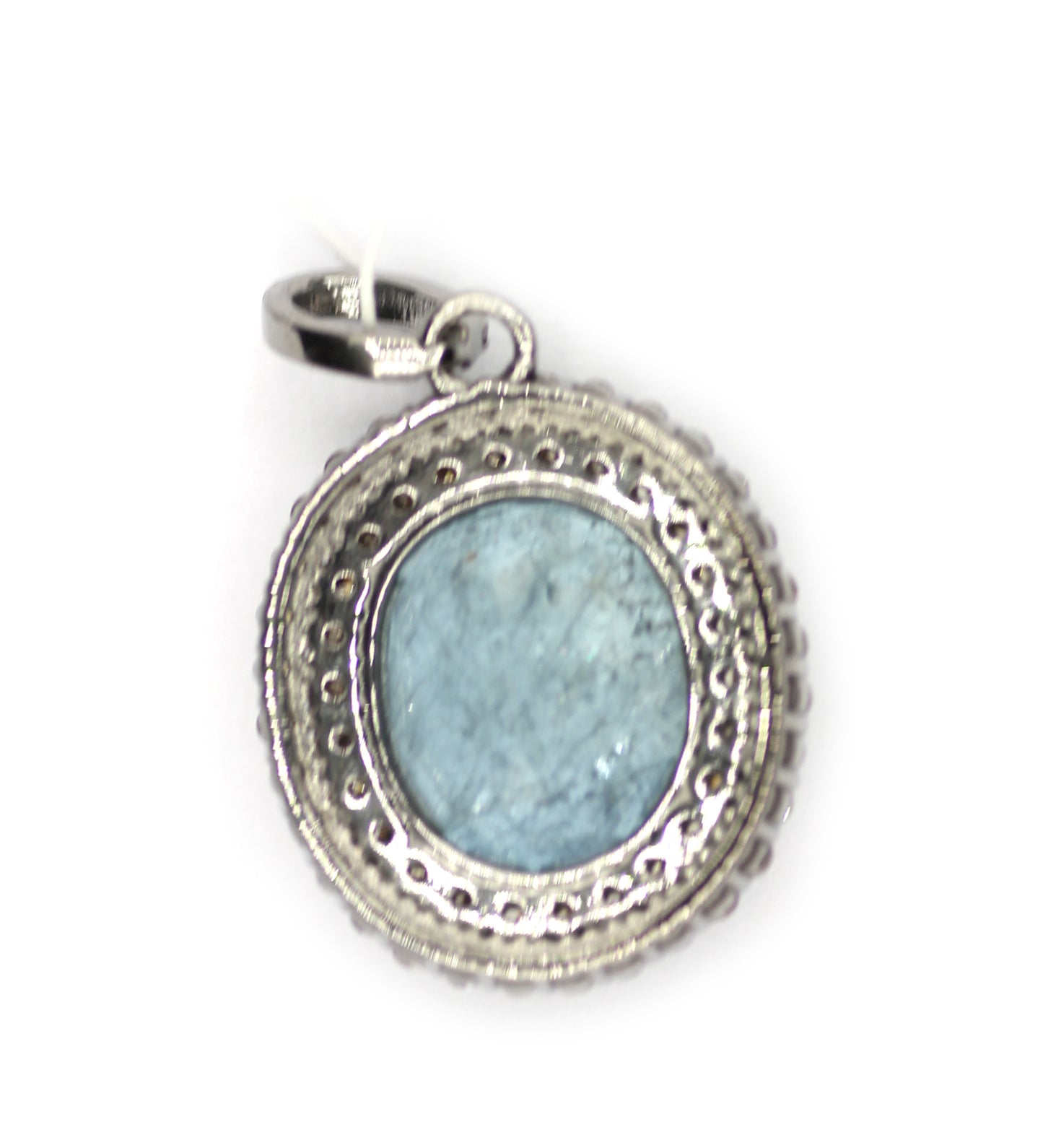 Aquamarine sterling silver Diamond Pendant