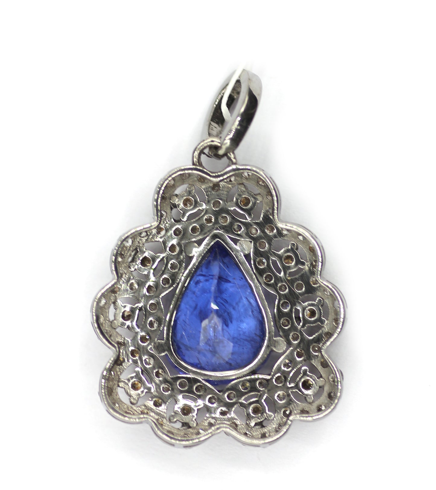 Tanzanite sterling silver Diamond pendant