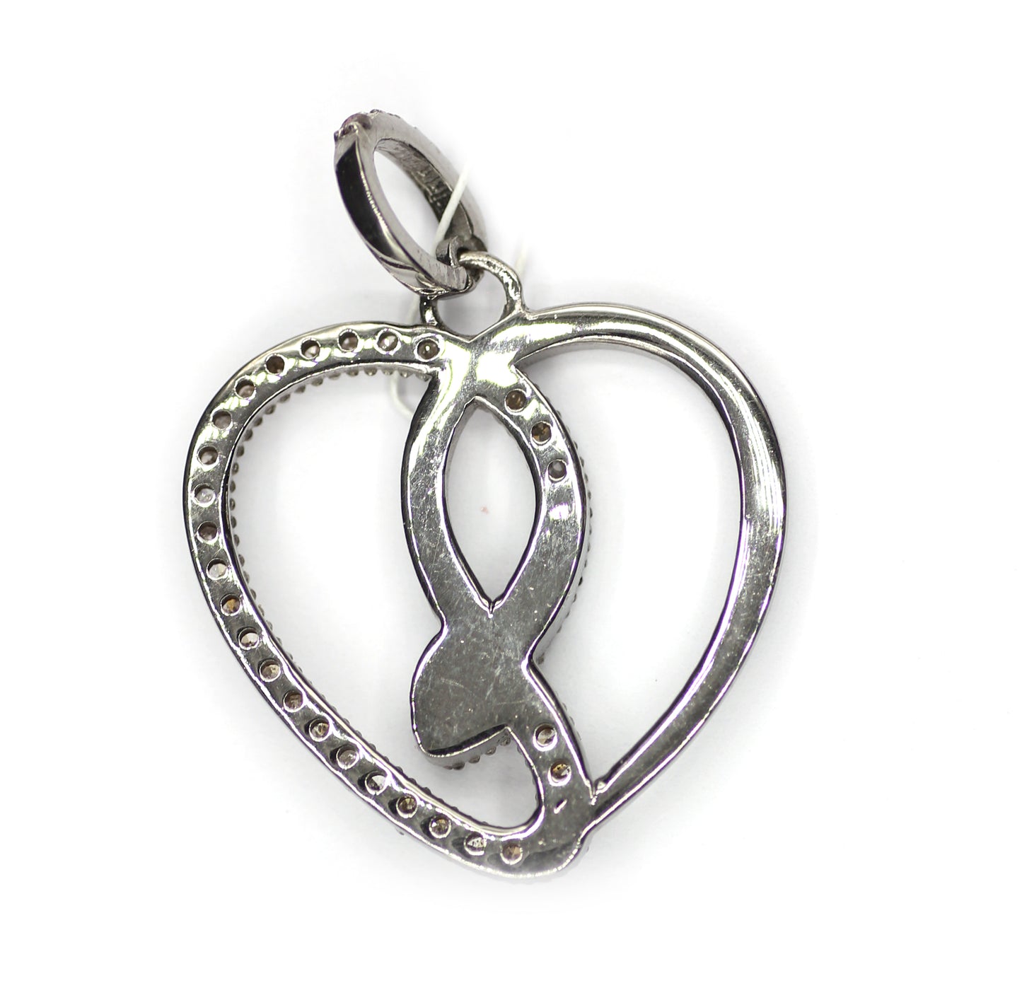 Heart shaped sterling silver pendant with Diamond