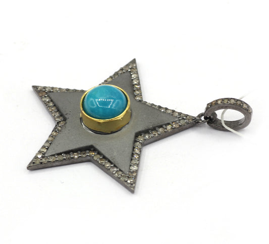 Star Silver Pave Diamond Pendant