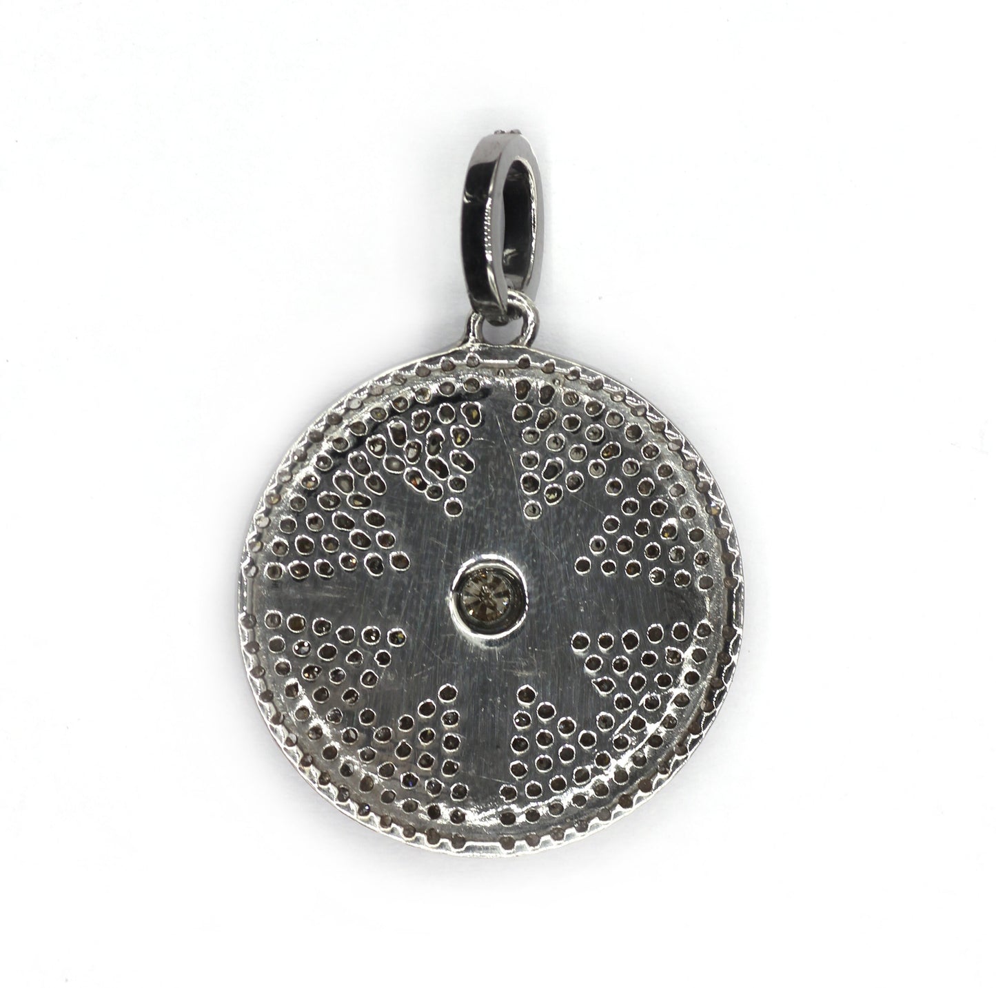 Round Disk on Star Shape Diamond Pendants