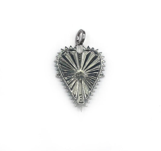 Heart Silver Pave Diamond Pendant