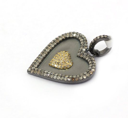 Heart Silver Pave Diamond Pendant