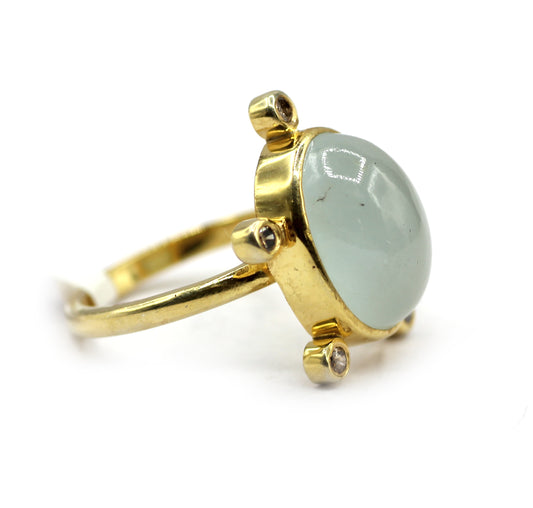 Moonstone Silver Diamond Ring