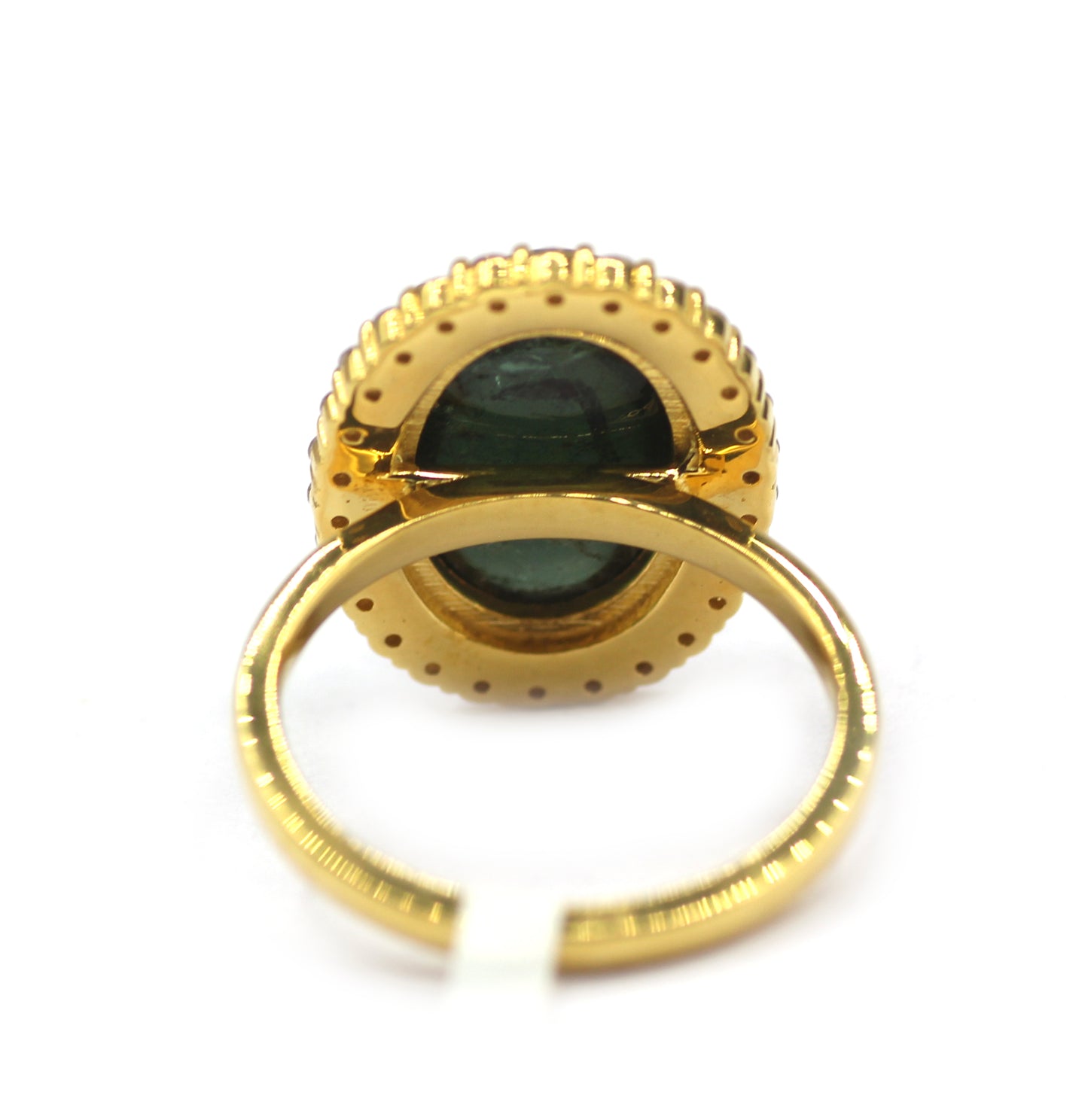 Green Tourmaline Silver Diamond Ring