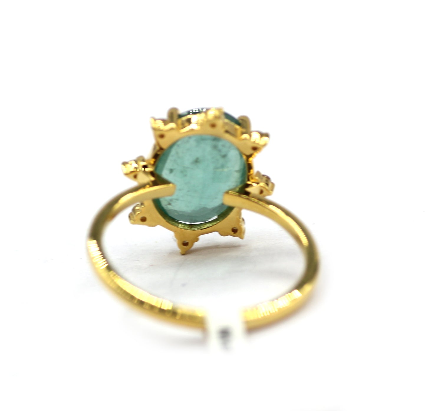 Green Kyanite Silver Diamond Ring