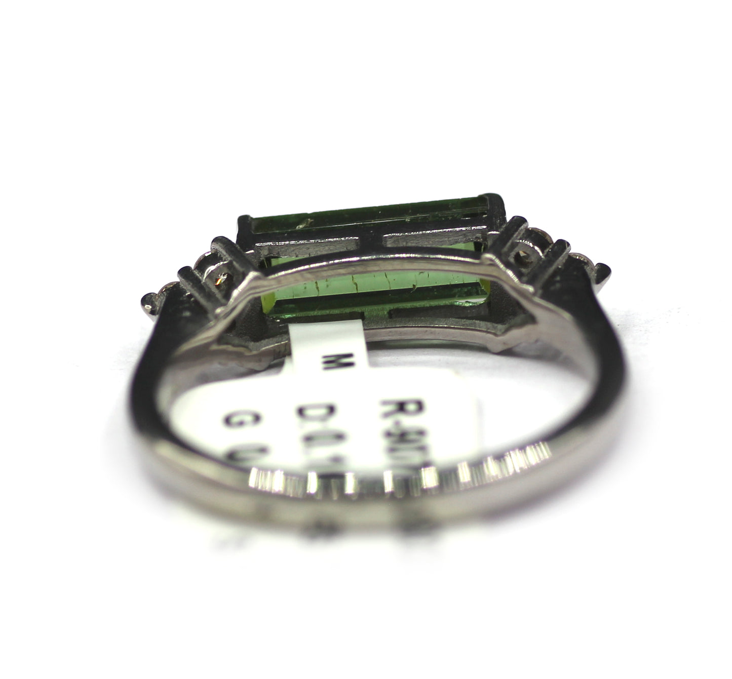 Tourmaline Silver Diamond Ring