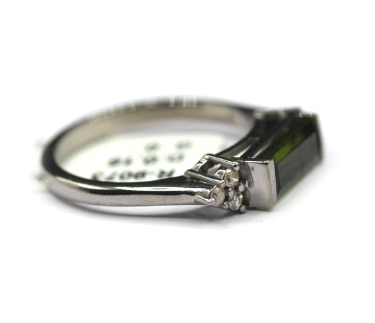 Tourmaline Silver Diamond Ring
