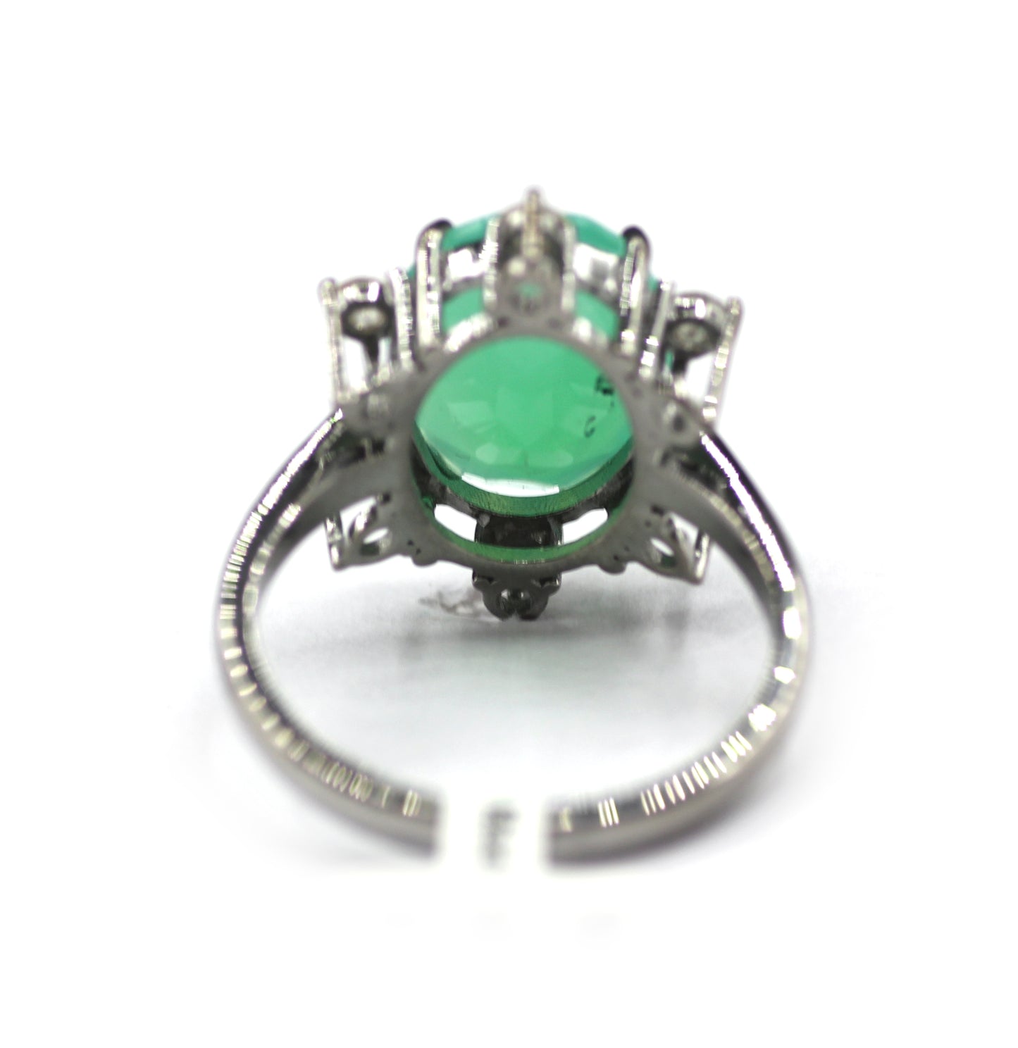 Chrysoprase Silver Diamond Ring