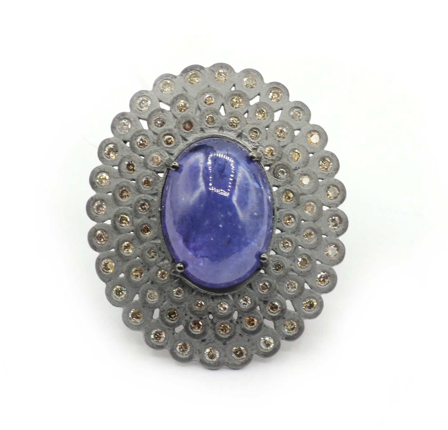 Silver Pave Diamond Ring .925 Oxidized Sterling Silver Diamond Ring