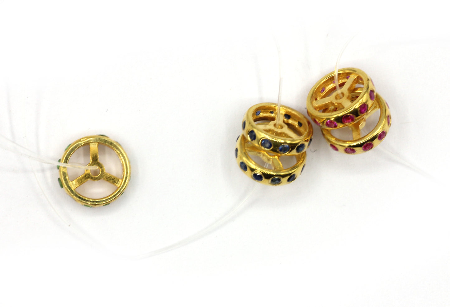 One Row Sapphire Spacer Beads.92.5 Silver Gold Plating Beads