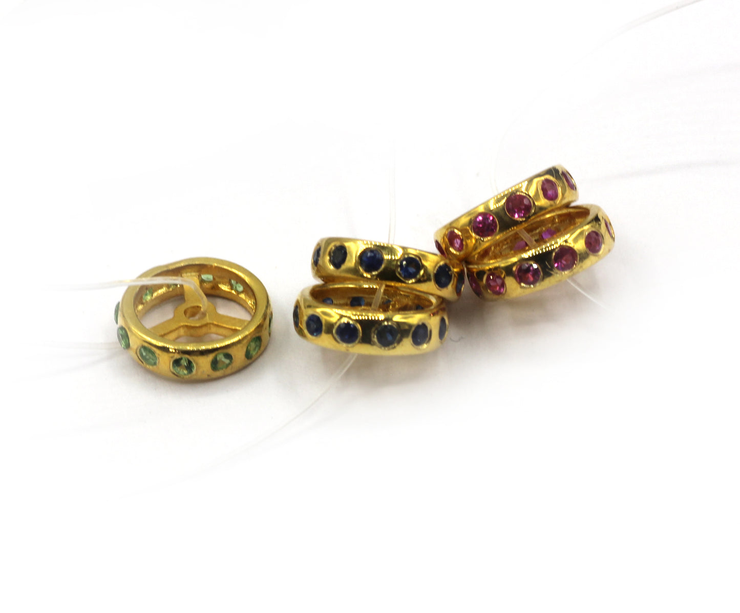 One Row Sapphire Spacer Beads.92.5 Silver Gold Plating Beads