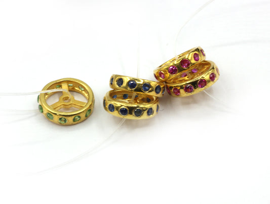 One Row Sapphire Spacer Beads.92.5 Silver Gold Plating Beads