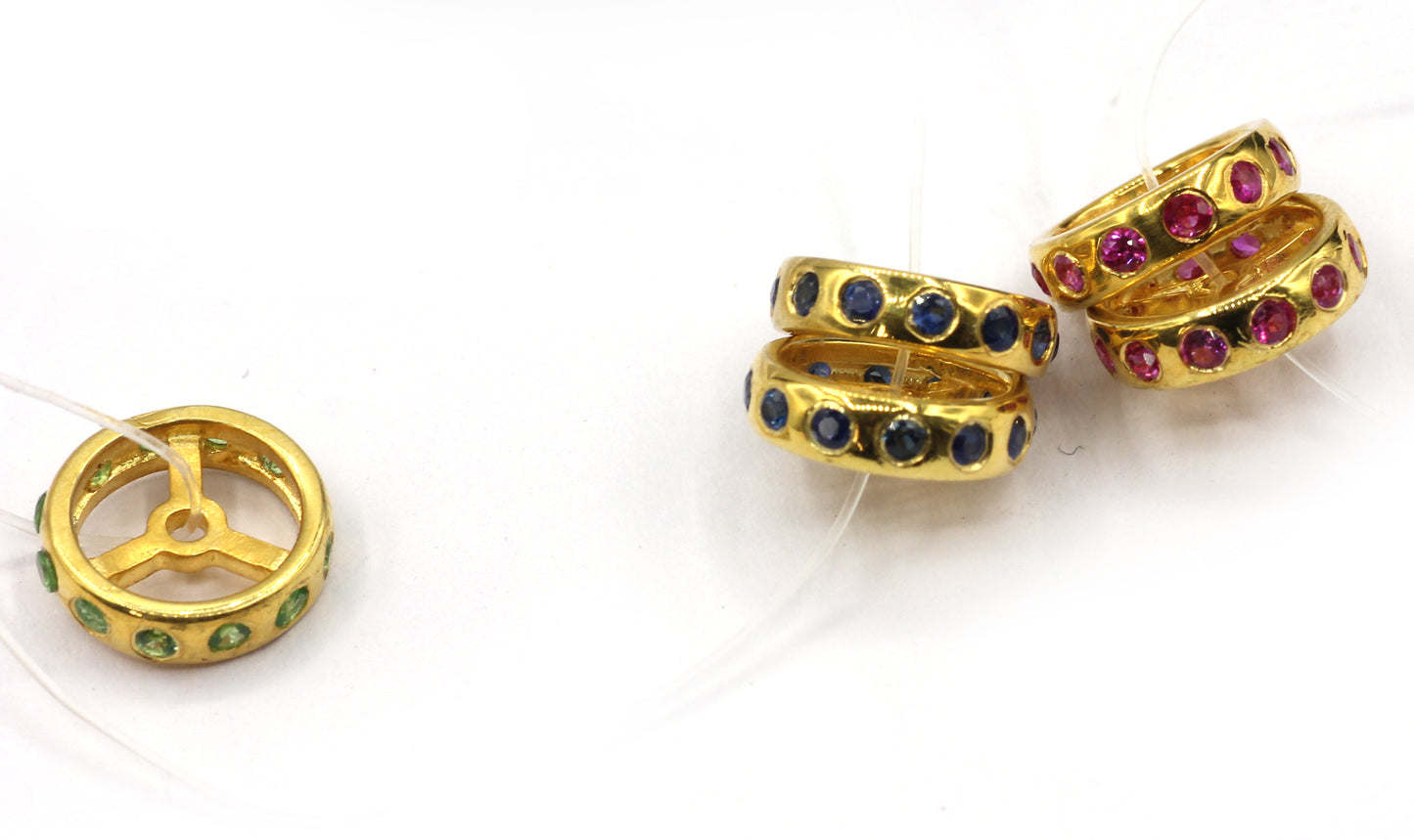 One Row Sapphire Spacer Beads.92.5 Silver Gold Plating Beads