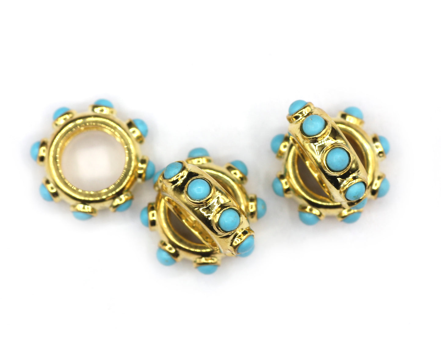 One Row Turquoise Spacer Beads.92.5 Silver Gold Plating Beads